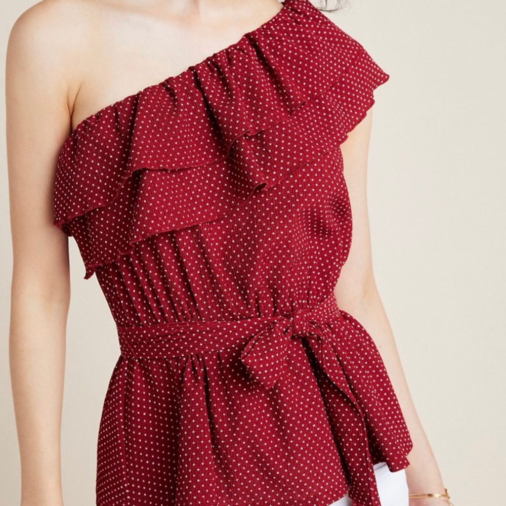 Anthropologie Ruffled One Shoulder Top